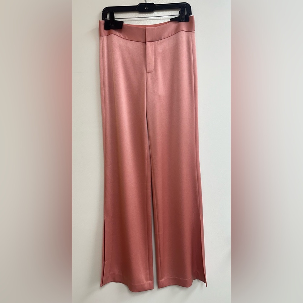 Alice + Olivia Deanna Satin Bootcut Trousers in Rose - Picture 4 of 9